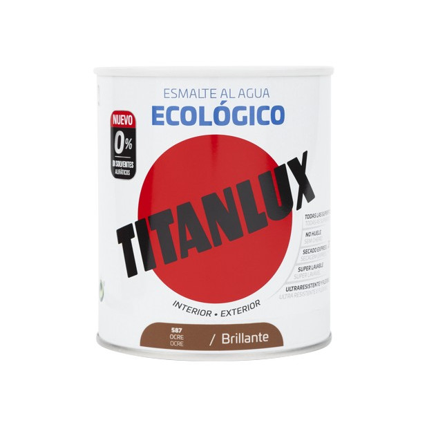 TITANLUX ESMALTE AL AGUA BRILLANTE OCRE 750ML
