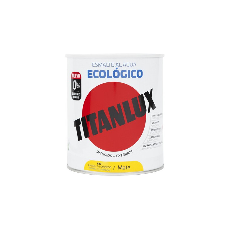 TITANLUX ESMALTE AL AGUA MATE AMARILLO LUMINOSO 750ML