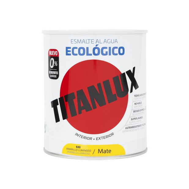 TITANLUX ESMALTE AL AGUA MATE AMARILLO LUMINOSO 750ML