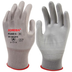 GUANTES SOPORTE NYLON PALMA POLIURE. GRIS