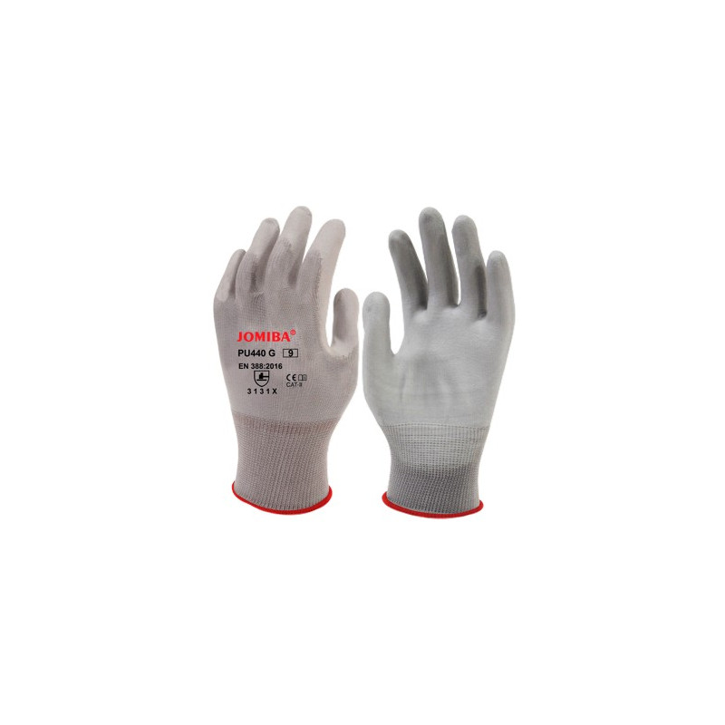 GUANTES SOPORTE NYLON PALMA POLIURE. GRIS
