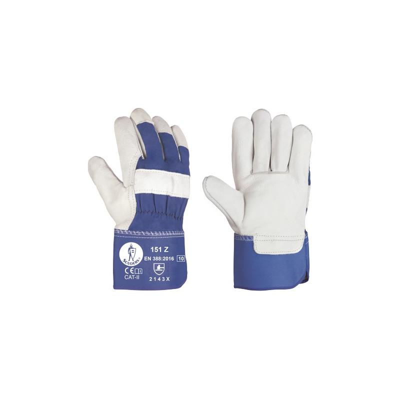 GUANTES FLOR GRIS LONA AZUL