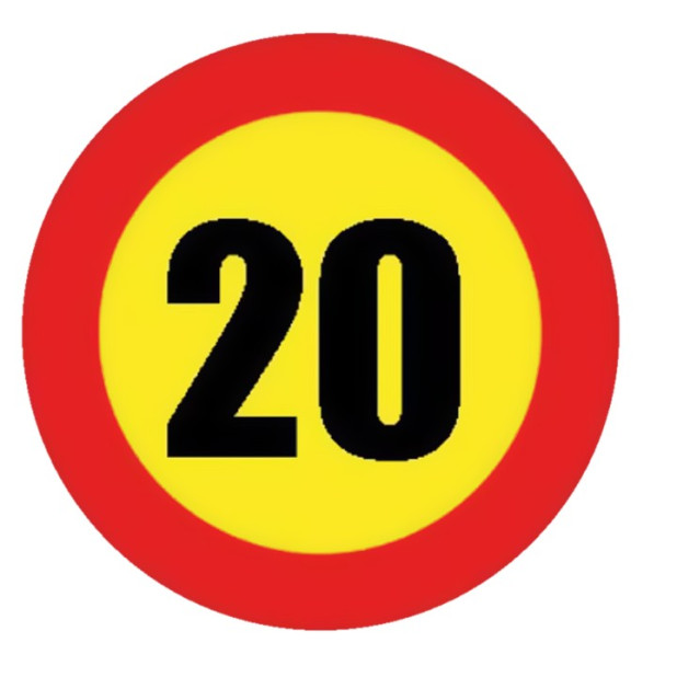 SEÑAL DE BOLSA LIMITE DE VELOCIDAD 20KM/H 70x70CM