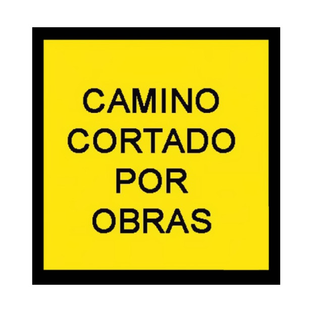 SEÑAL DE BOLSA CALLE CORTADA POR OBRAS 70x70CM