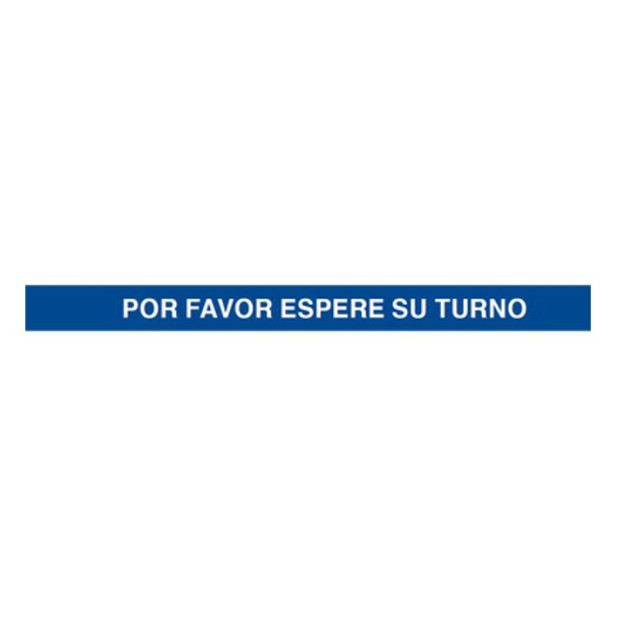 VINILO ADHESIVO AZUL 1000X100MM "POR FAVOR ESPERE SU TURNO"