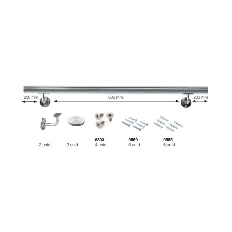 KIT PASAMANOS 1M.+SET+SOPORTE 43x1,5 - 316 PUL