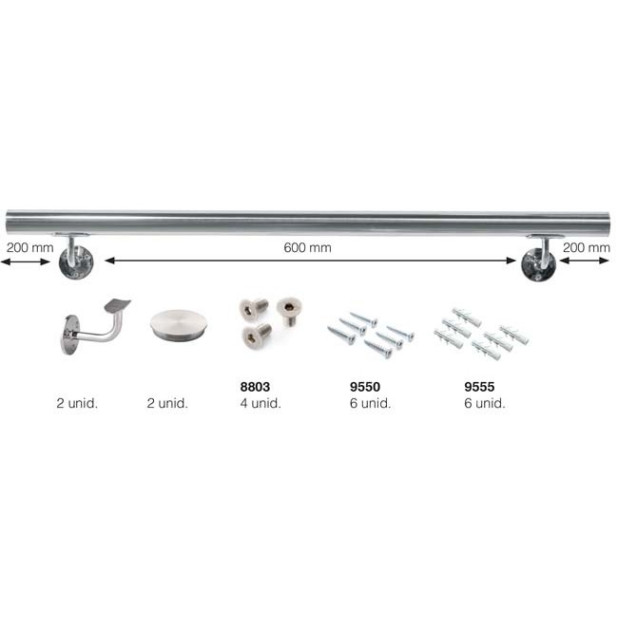 KIT PASAMANOS 1M.+SET+SOPORTE 43x1,5 - 316 PUL