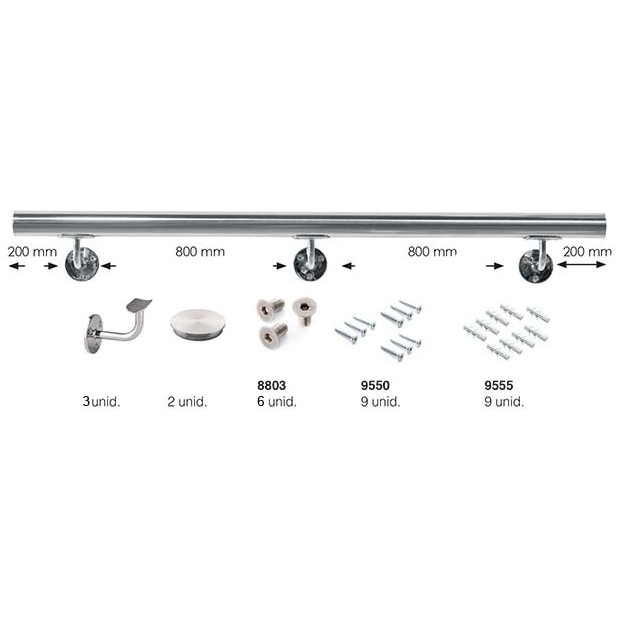 KIT PASAMANOS 3M.+SET+ SOPORTE 43X1,5-316 PUL