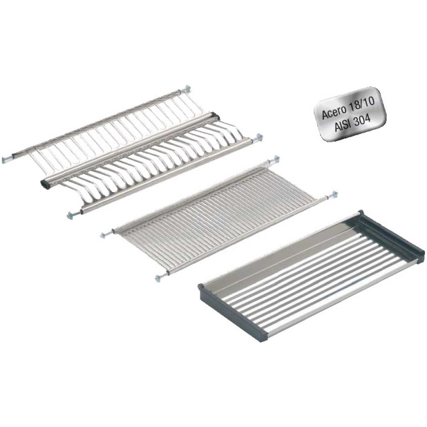 JGO. ESCURREPLATOS ACERO 90 C/BANDEJA