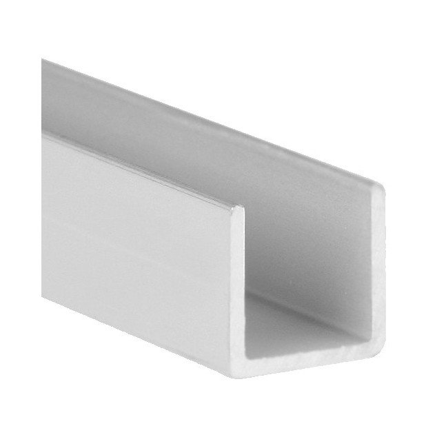 PERFIL "U" ALU PLATA 16x10x1MM 1MTS