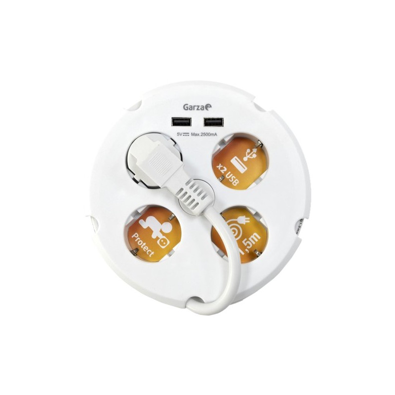 BASE 4 TOMAS CIRCULAR.+2USB 1,5mts BL