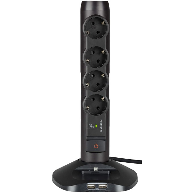 BASE LEGRAND VERTICAL 4X2P+T +USB NEGRO 2.4A