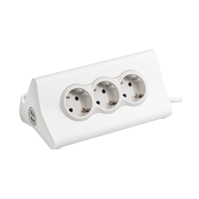 BASE MULTIPLE LEGRAND MOMO 3X2P+T 2USB BLANCO