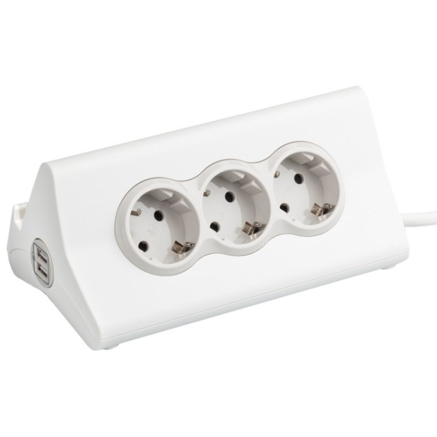 BASE MULTIPLE LEGRAND MOMO 3X2P+T 2USB BLANCO