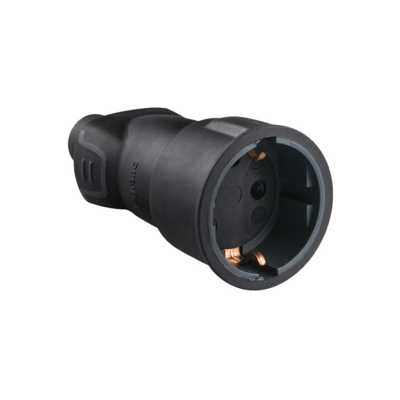 BASE CAUCHO 2P+T 16A NEGRO