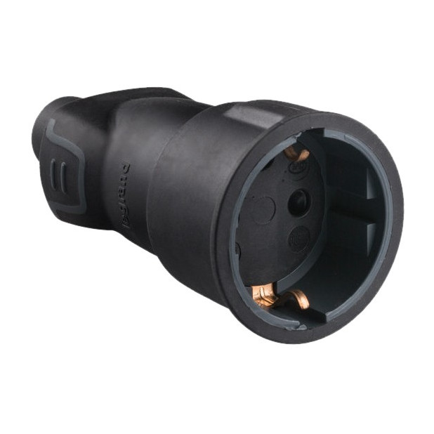 BASE CAUCHO 2P+T 16A NEGRO