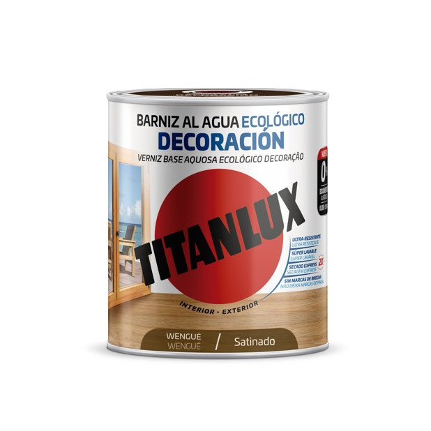 TITANLUX BARNIZ AL AGUA SATINADO WENGUE 750ML