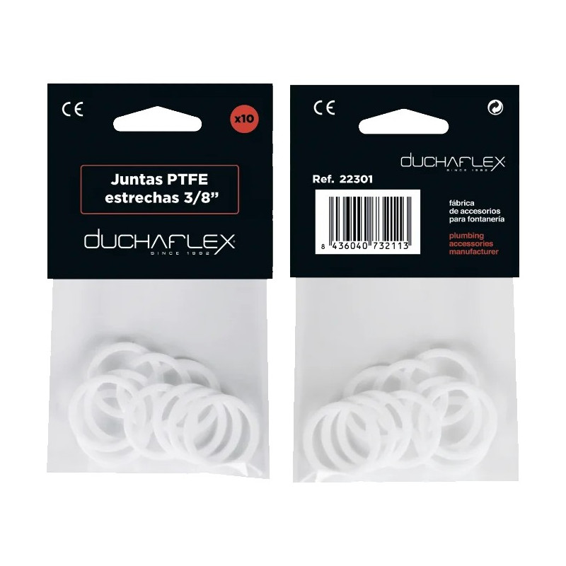 JUNTAS ESTRECHAS PTFE 3/8" 14,5x10x1,5MM SKIN 10UDS.