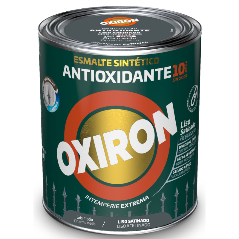 OXIRON ESMALTE LISO SATINADO GRIS MEDIO 750ML