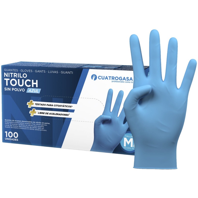 GUANTES DESECH.NITRILO TOUCH AZUL T.XL (100UND)