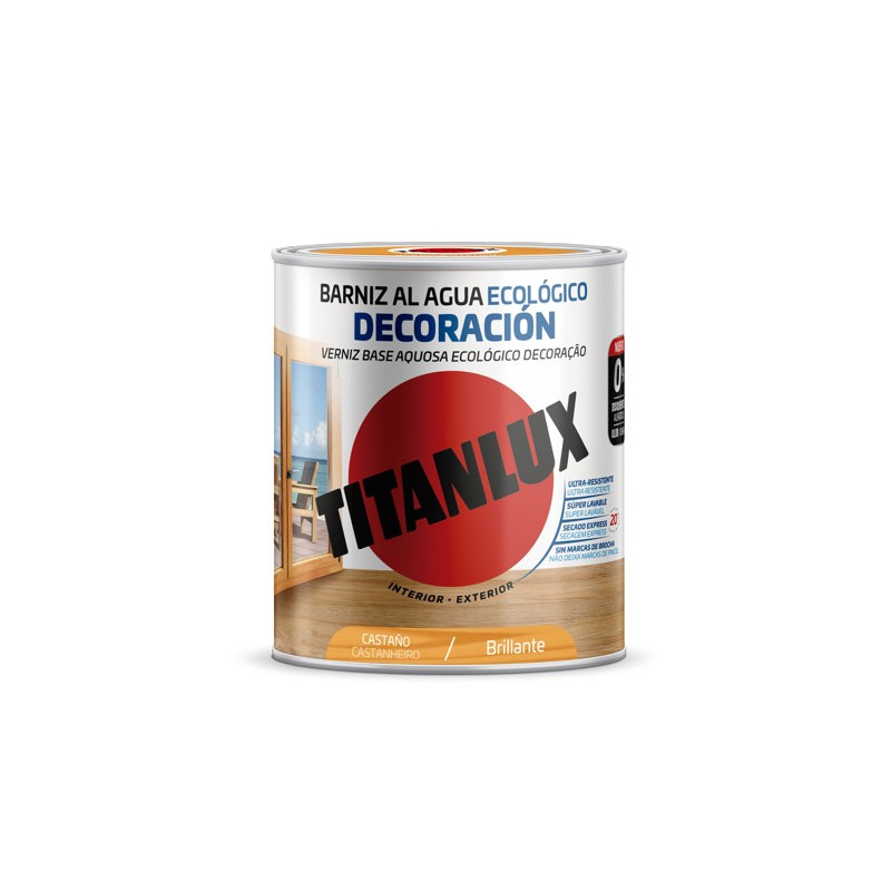 TITANLUX BARNIZ AL AGUA BRILLANTE CASTAÑO 250ML