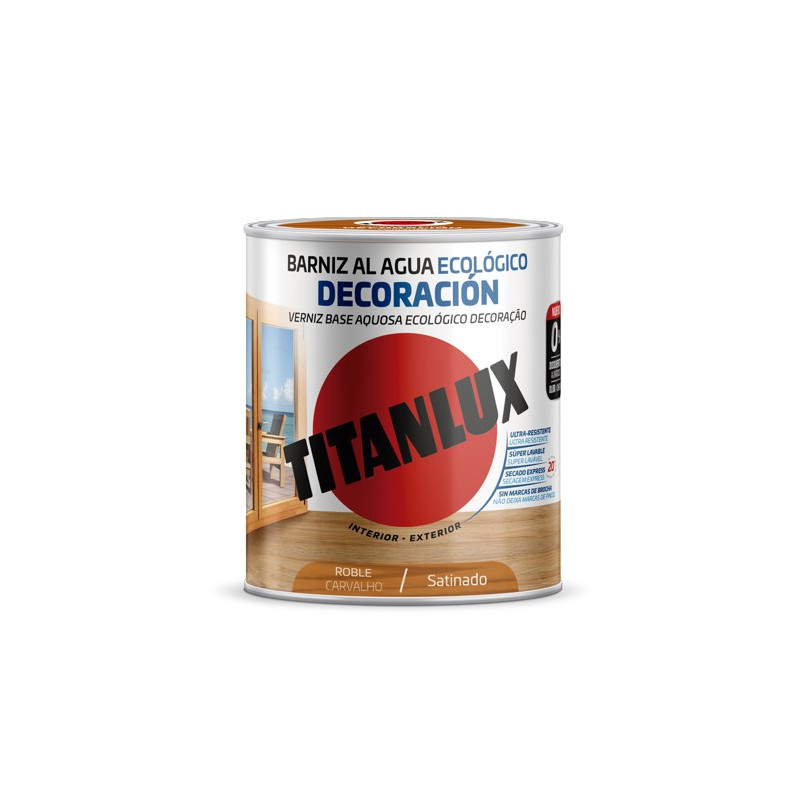 TITANLUX BARNIZ AL AGUA SATINADO ROBLE 750ML