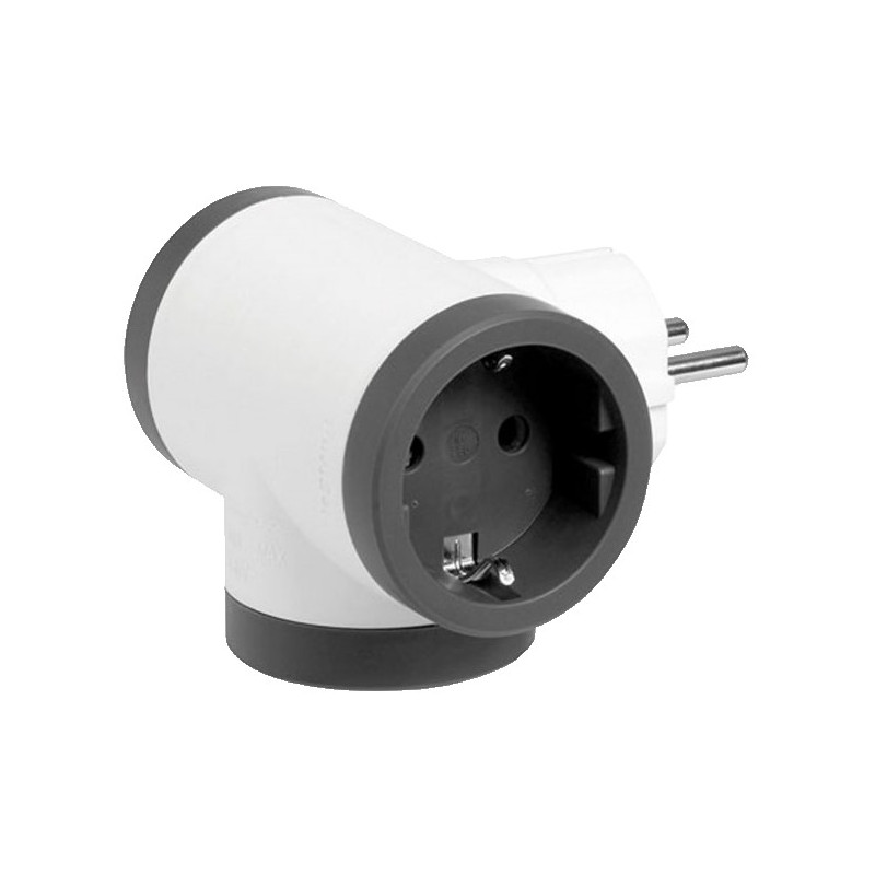 ADAPTADOR 3x2P+T 16A  BLANCO/NEGRO