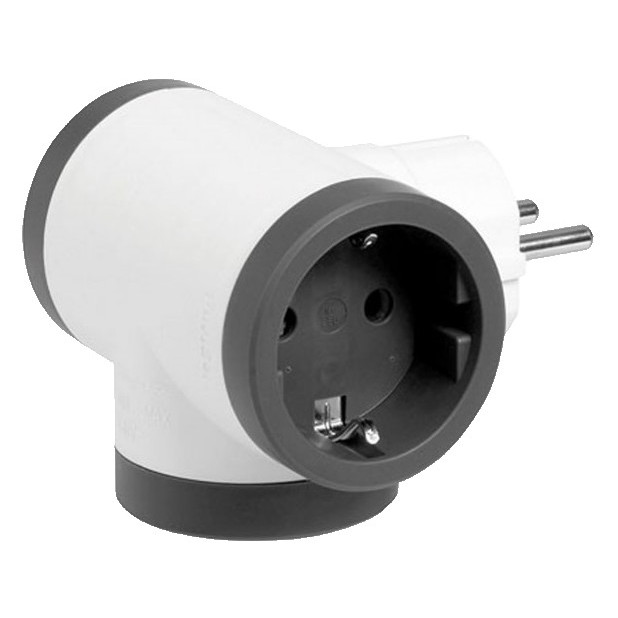 ADAPTADOR 3x2P+T 16A  BLANCO/NEGRO