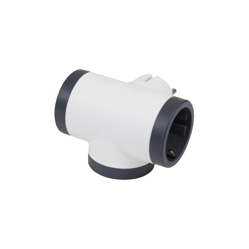 ADAPTADOR 3x2P+T 16A  BLANCO/NEGRO