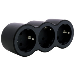 ADAPTADOR 3x2P+T 16A FRONTAL NEGRO