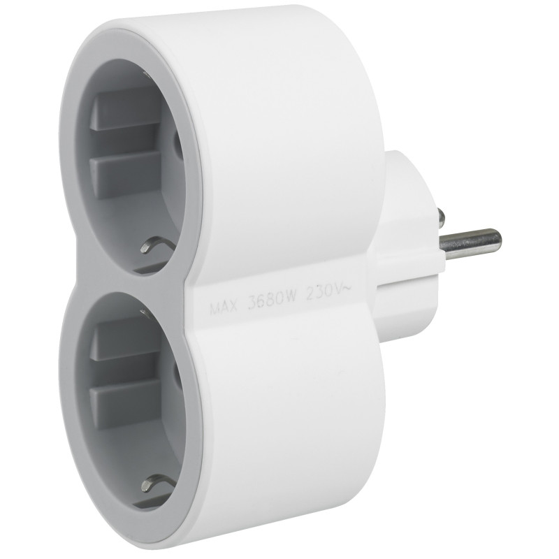 ADAPTADOR STD 2x2P+T 16A FRONTAL BLANCO