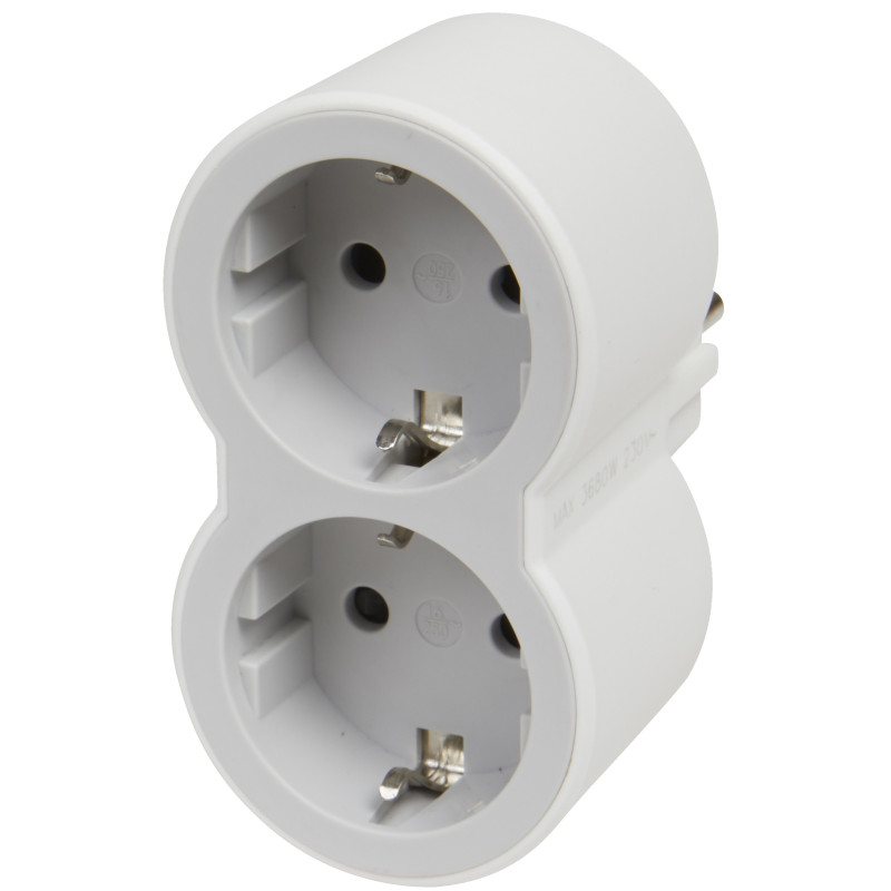 ADAPTADOR STD 2x2P+T 16A FRONTAL BLANCO