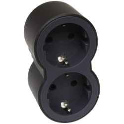 ADAPTADOR 2x2P+T 16A FRONTAL NEGRO