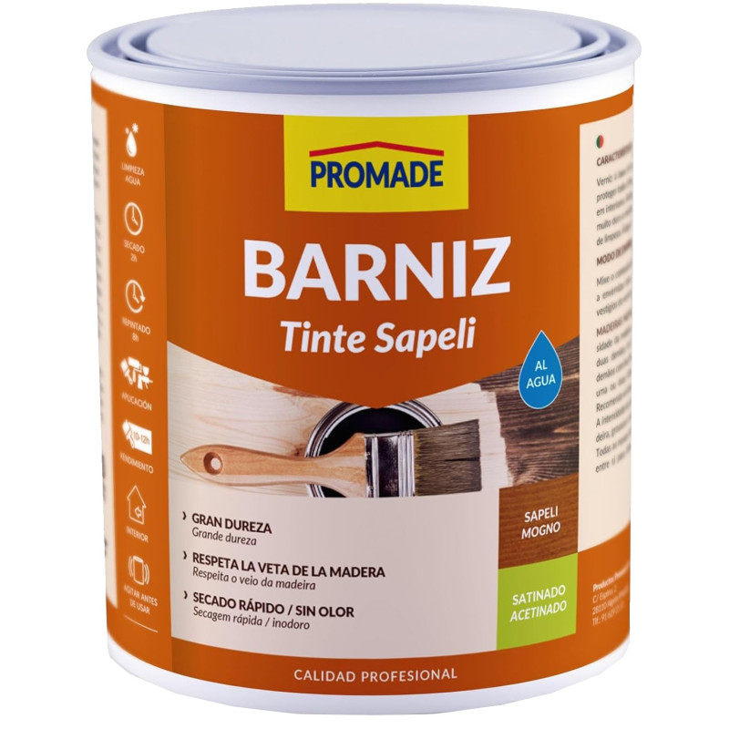 BARNIZ TINTE AGUA SATINADO SAPELI 750ML