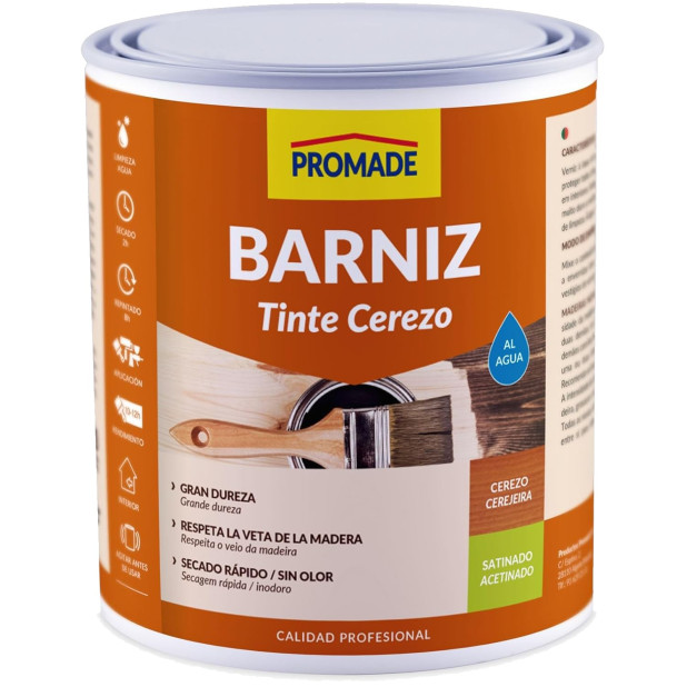 BARNIZ TINTE AGUA SATINADO CEREZO 750ML