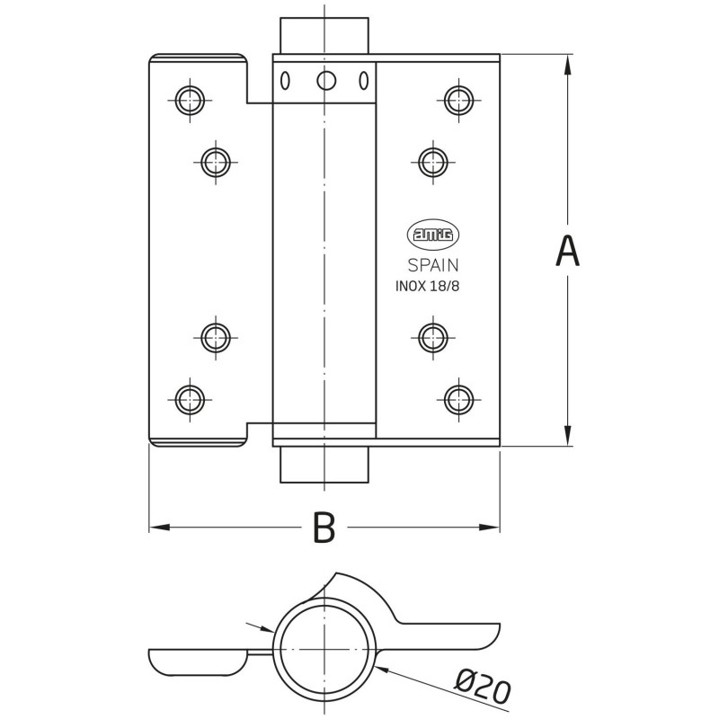 BISAGRA 3036-100X81 ACERO INOX 18/8