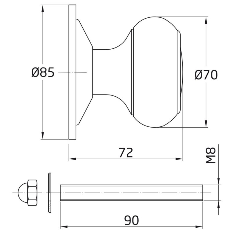 POMO PUERTA AMIG 55 ACERO LATONADO