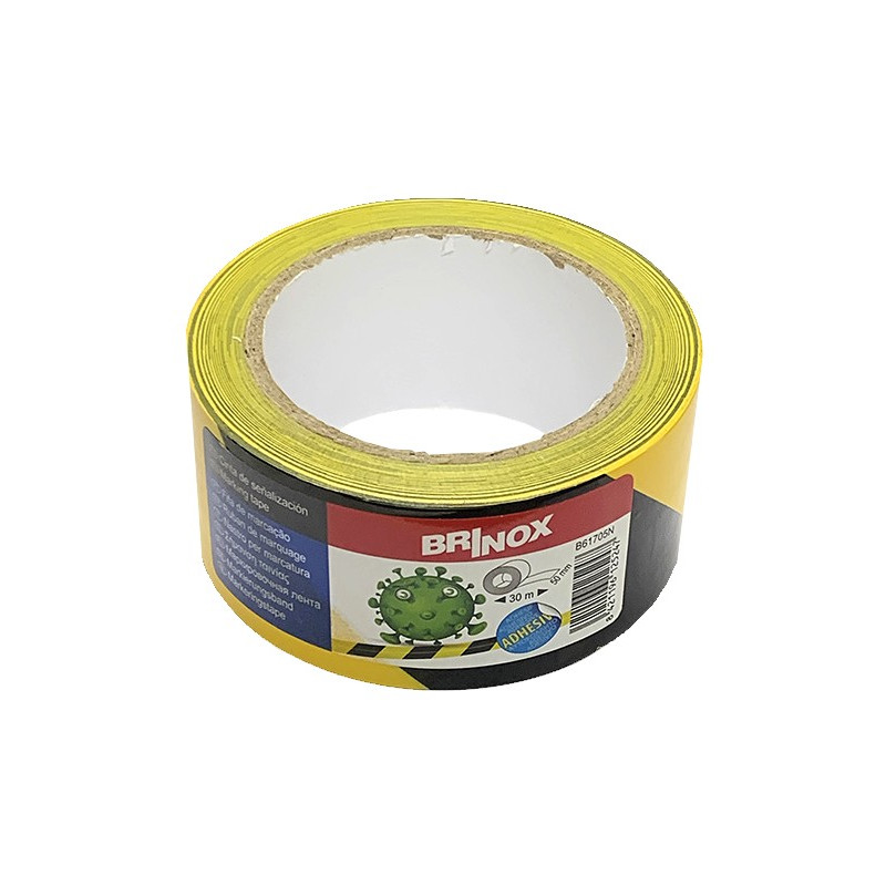CINTA SEÑALIZACION ADHESIVA 50MMx30M NEGRO-AMARILLO