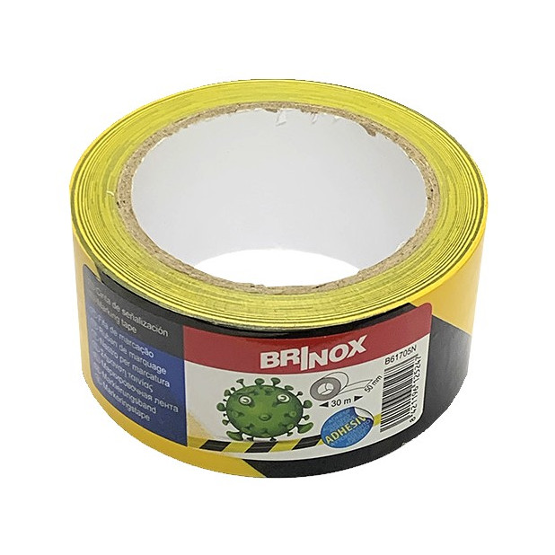 CINTA SEÑALIZACION ADHESIVA 50MMx30M NEGRO-AMARILLO