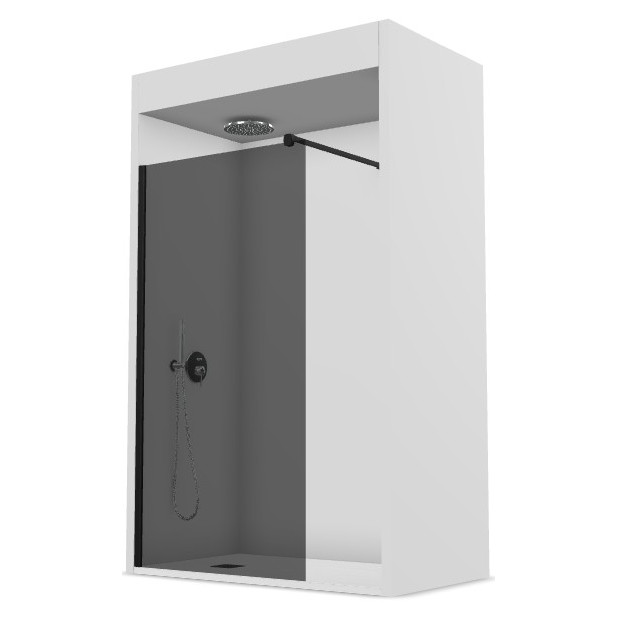 MAMPARA ONE OT-2000 0.90x1.95 NEGRO/VIDRIO GRIS HUMO 1F