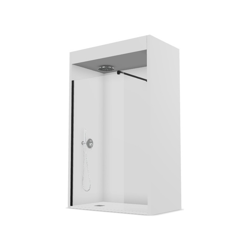MAMPARA ONE OT-2000 1.20 x1.95 NEGRO/VIDRIO TRANSPARENTE 1F