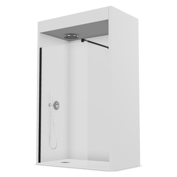 MAMPARA ONE OT-2000 1.20 x1.95 NEGRO/VIDRIO TRANSPARENTE 1F