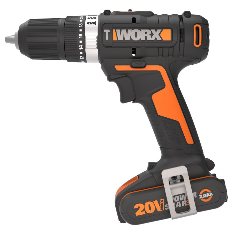 TALADRO PERCUTOR WORX WX370 20V 2.0AH+30ACC.