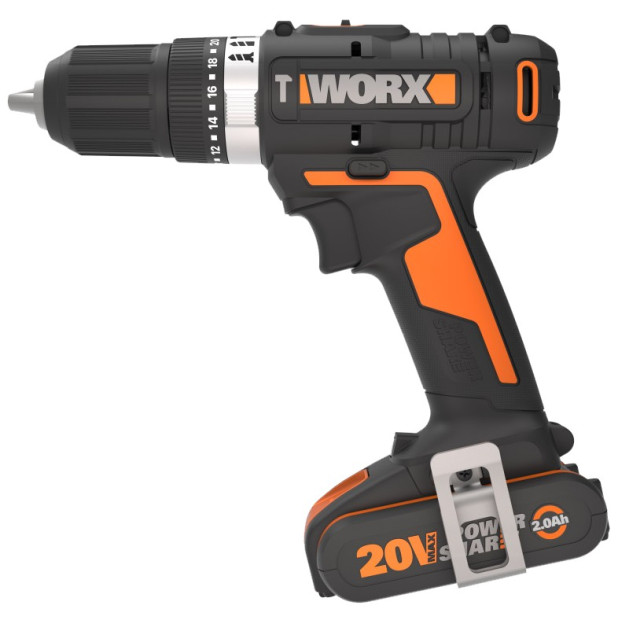 TALADRO PERCUTOR WORX WX370 20V 2.0AH+30ACC.