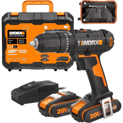 TALADRO PERCUTOR WORX WX370 20V 2.0AH+30ACC.