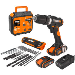 TALADRO PERCUTOR WORX WX370 20V 2.0AH+30ACC.