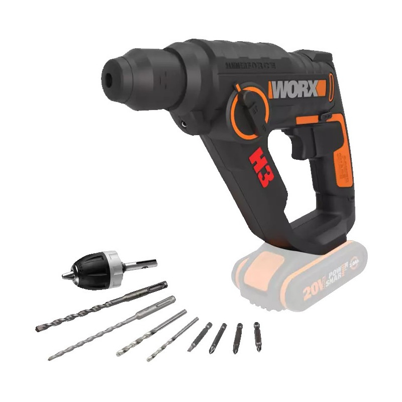 MARTILLO COMBINADO WORX WX390.9 S/BAT 20V