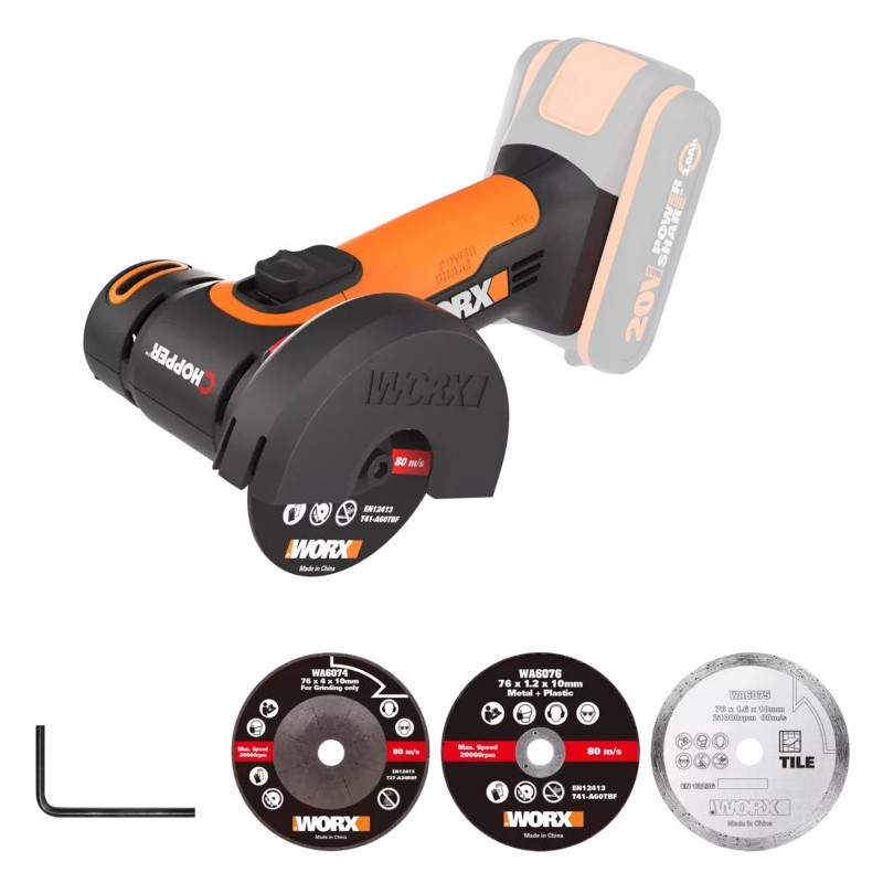 MINI AMOLADORA 76MM WORX WX801.9 20V S/B S/C