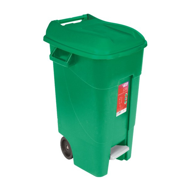 CONTENEDOR C/PEDAL VERDE/VERDE 120L