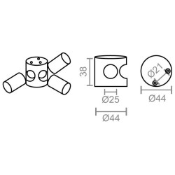 NUDO CONECTOR TUBO CB06 90º IN